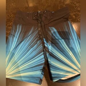 MICROS Boys Size 8 Blue Yellow & Black Sunburst Swim Trunks